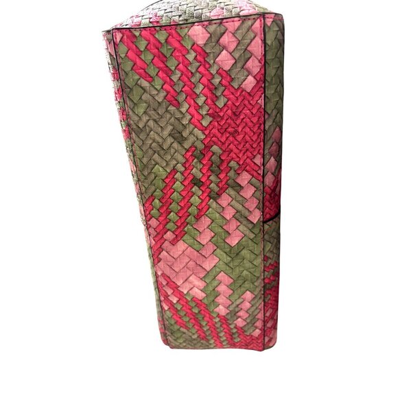 Woven Pink & Green Tote Bag, Adjustable Detachable Strap, Casual/Professional - Picture 9 of 10